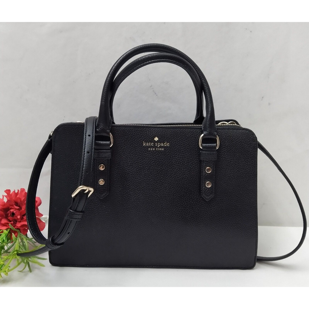 Kate Spade New York Mulberry Street Black Pebbled Leather Top Handle Satchel Bag